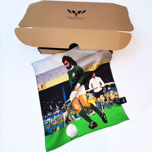 George Best Northern Ireland 'Green and White Army'  - Silk Pocket Square - Stephen Whalley Artist