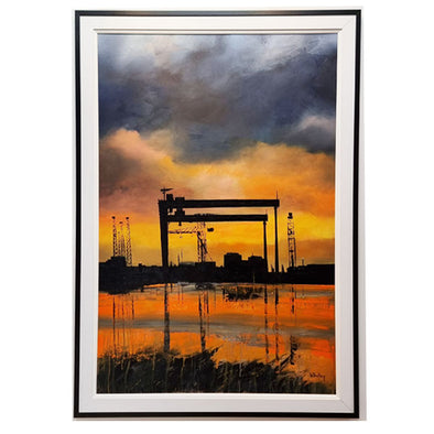 Sunset Cranes - Original Oil Painting