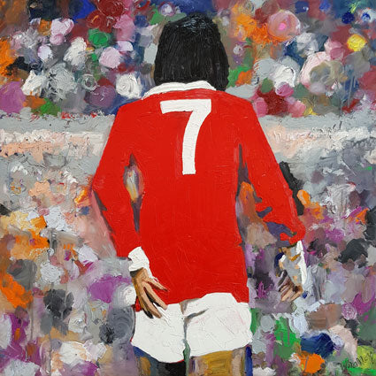 George Best Simply the Best - Silk Pocket Square - Stephen Whalley Artist