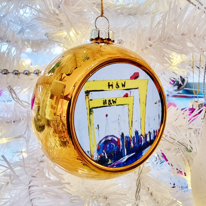 Belfast Cranes - Christmas Bauble Ltd Edition - Stephen Whalley Artist
